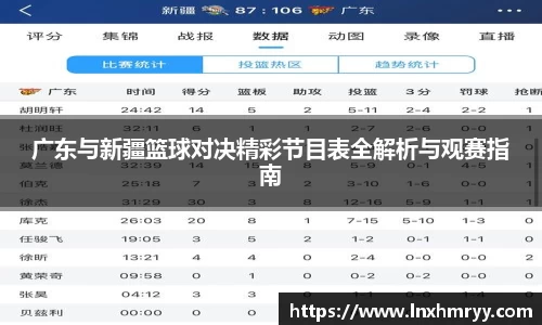 广东与新疆篮球对决精彩节目表全解析与观赛指南
